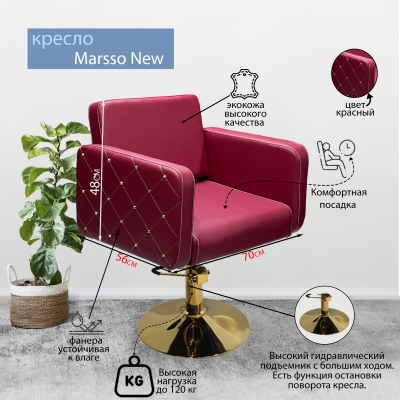 Парикмахерское кресло "Marsso New", диск золотой